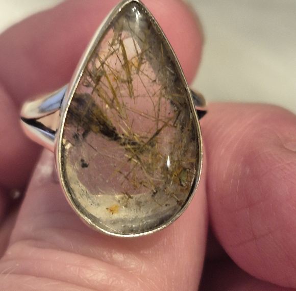 Handmade Gold And Brown Rutile Ring - Picture 7 of 9